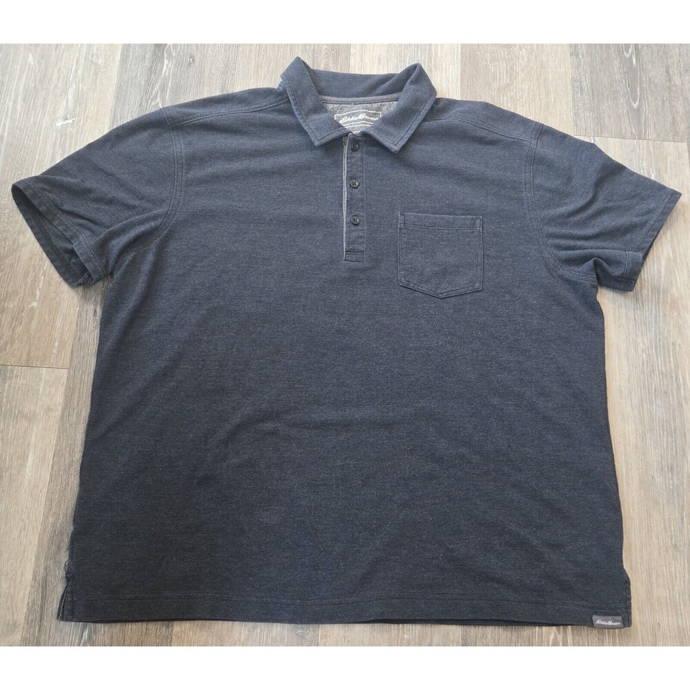 Eddie Bauer Mens‎ Polo Shirt Blue Short Sleeve Casual Chest Pocket XL